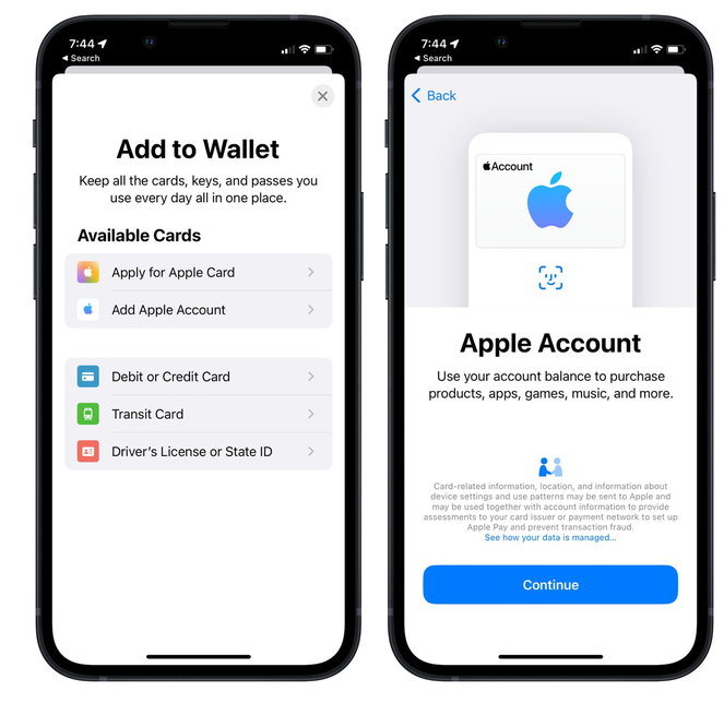 津南苹果手机维修分享iOS 15.5钱包App如何添加 Apple 账户 
